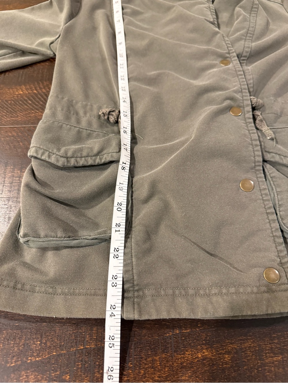Saturday Sunday Anthropologie Olive Green Utility Jacket Cargo Drawstring Medium - Picture 12 of 15